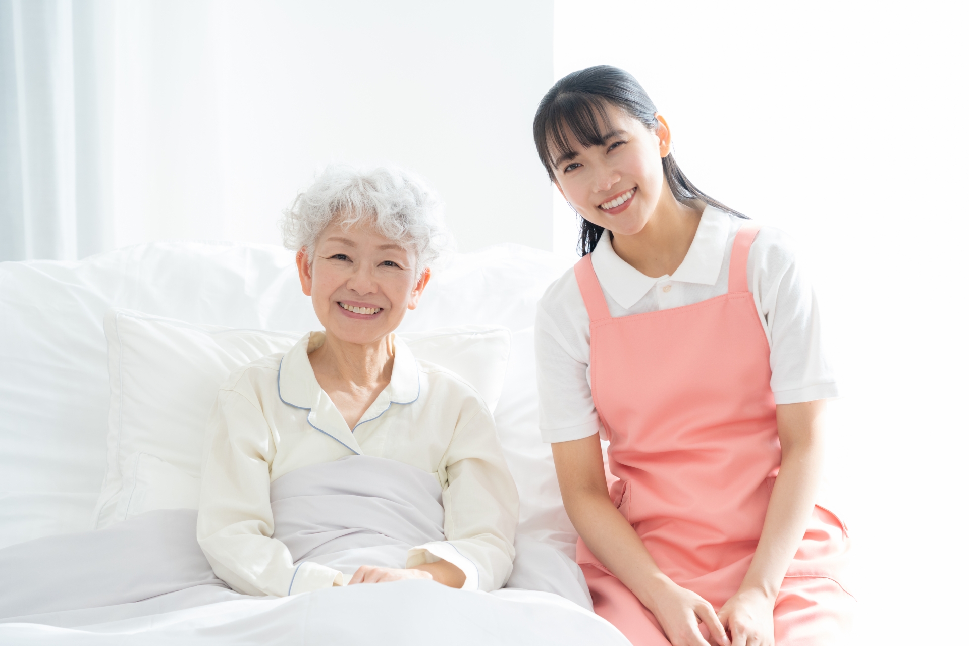 介護士の女性とお客様